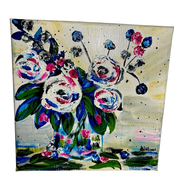 Original Artwork Abstract Blooms Impressionism 12 x 12” - Picture 1 of 15